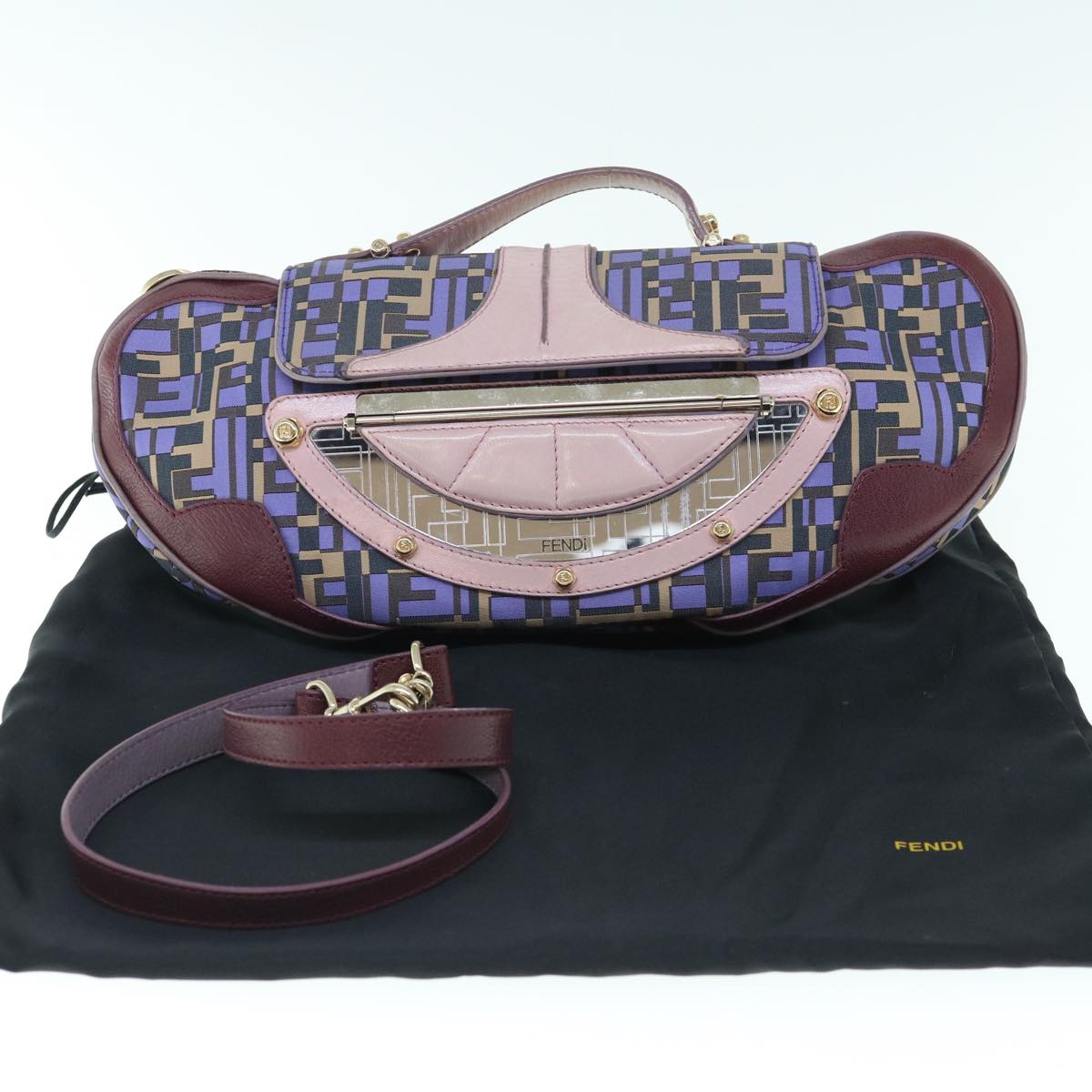 FENDI Zucca Canvas Hand Bag 2way Purple Pink 62577