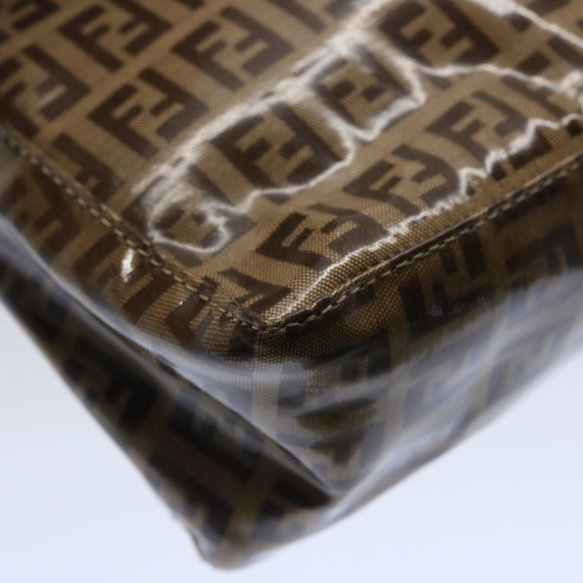 FENDI Zucchino Canvas Pouch Beige Brown 62655