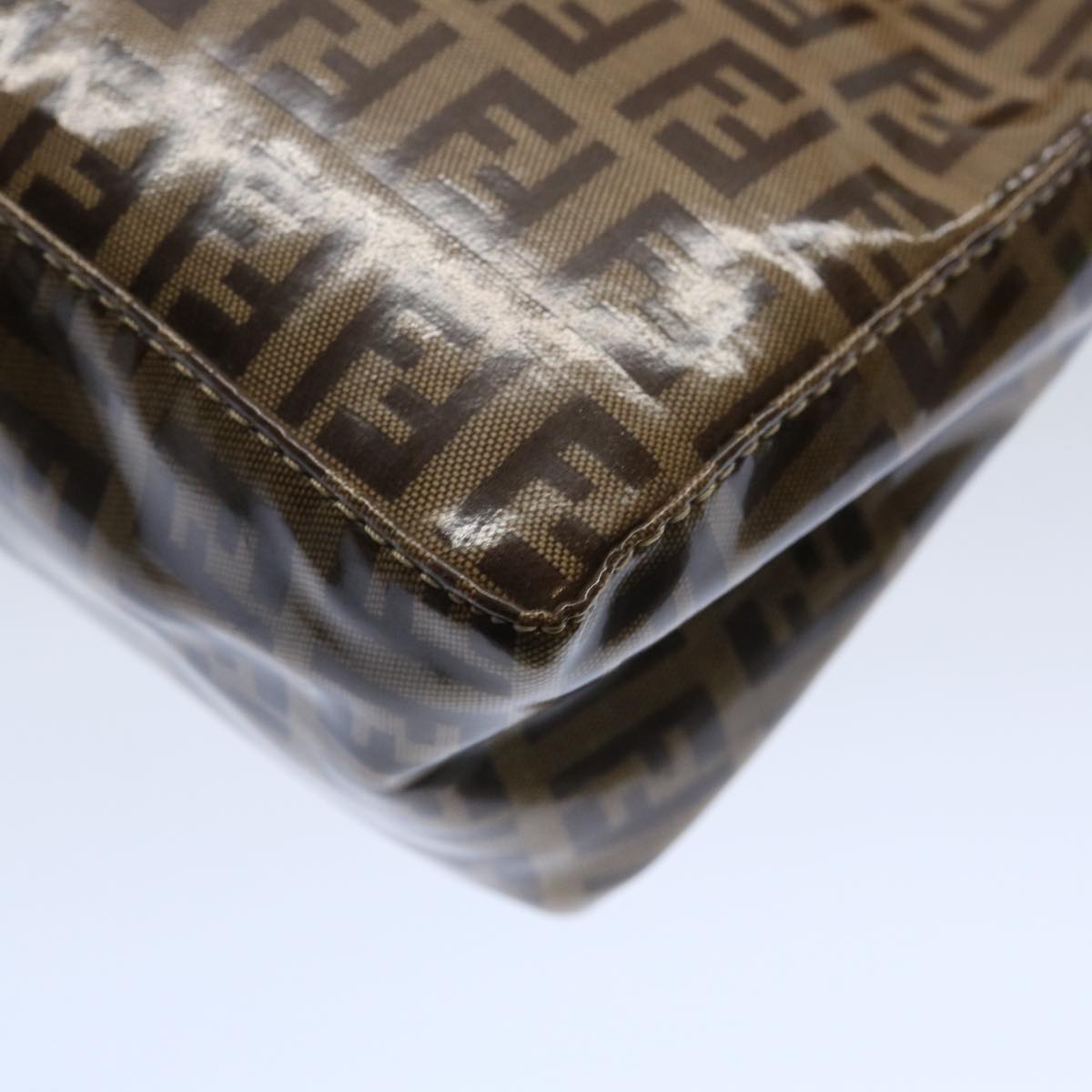 FENDI Zucchino Canvas Pouch Beige Brown 62655