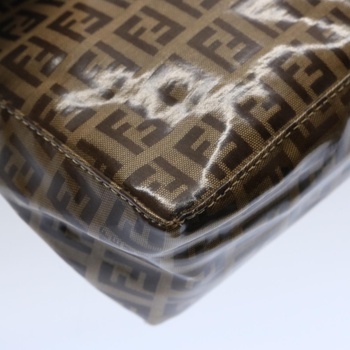 FENDI Zucchino Canvas Pouch Beige Brown 62655