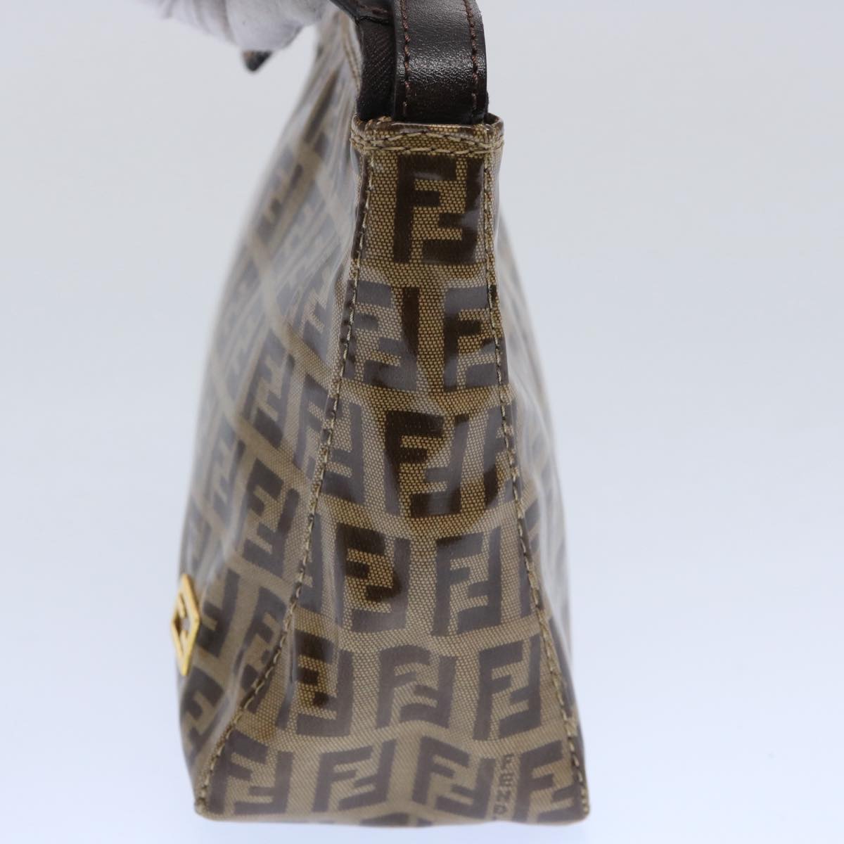 FENDI Zucchino Canvas Pouch Beige Brown 62655