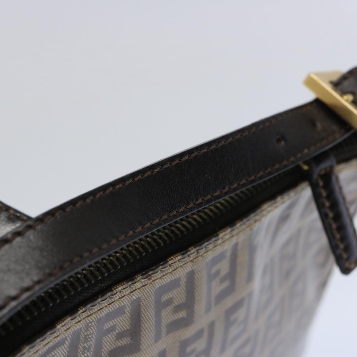 FENDI Zucchino Canvas Pouch Beige Brown 62655