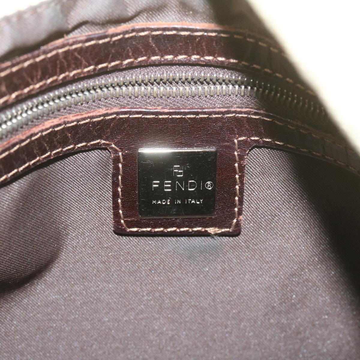 FENDI Zucca Canvas Mamma Baguette Shoulder Bag Beige 62678