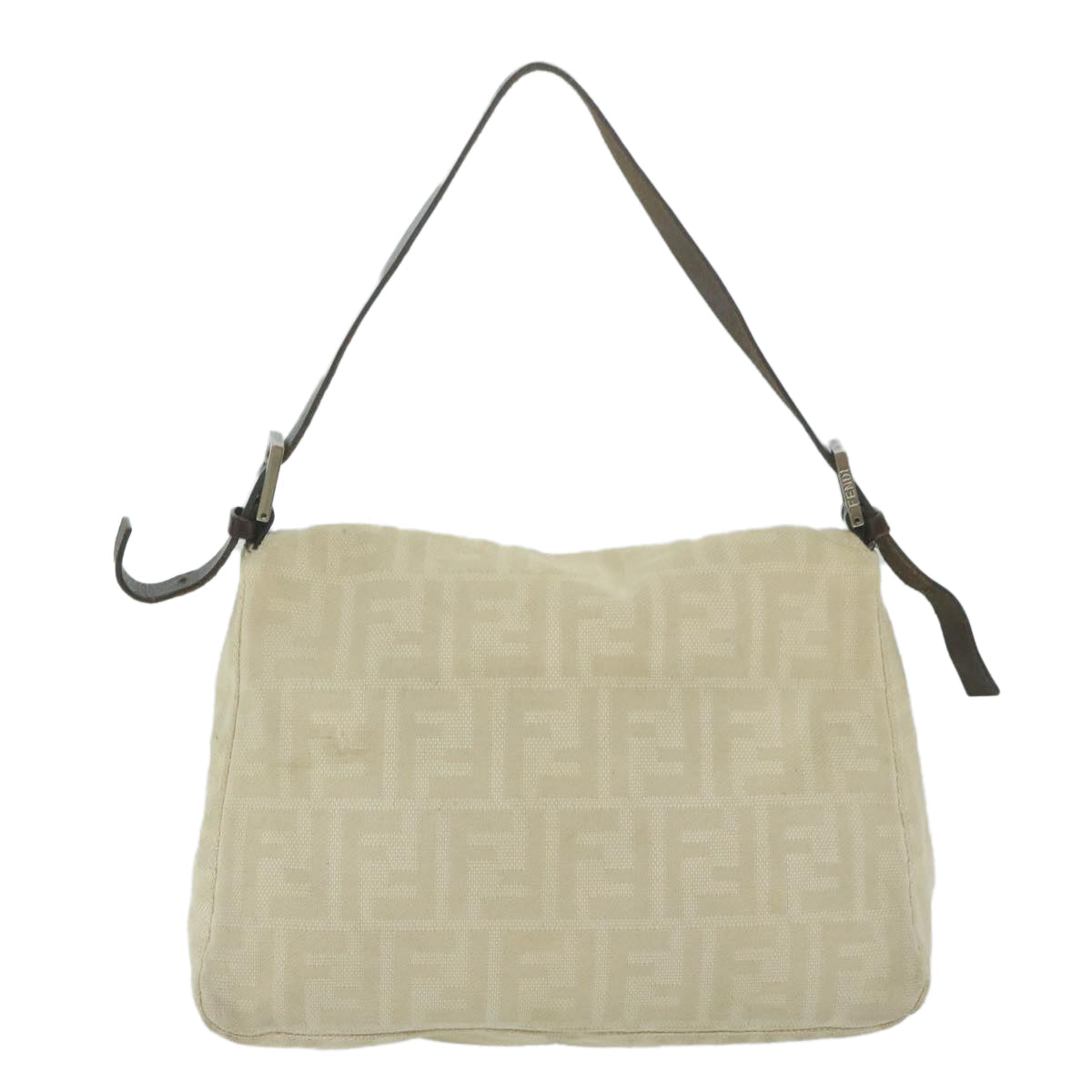 FENDI Zucca Canvas Mamma Baguette Shoulder Bag Beige 62678
