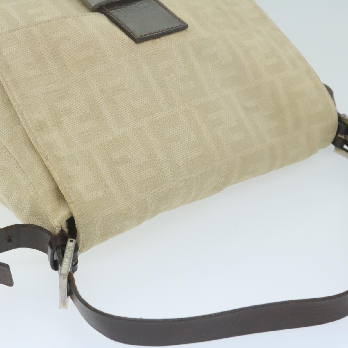 FENDI Zucca Canvas Mamma Baguette Shoulder Bag Beige 62678
