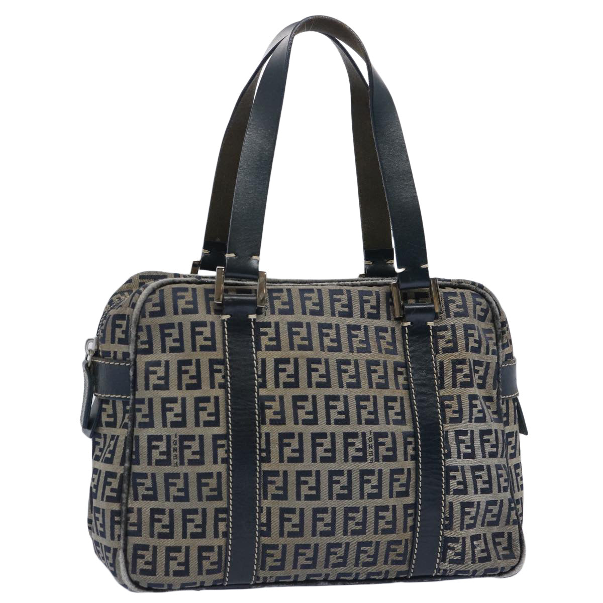 FENDI Zucchino Canvas Hand Bag Navy 62679