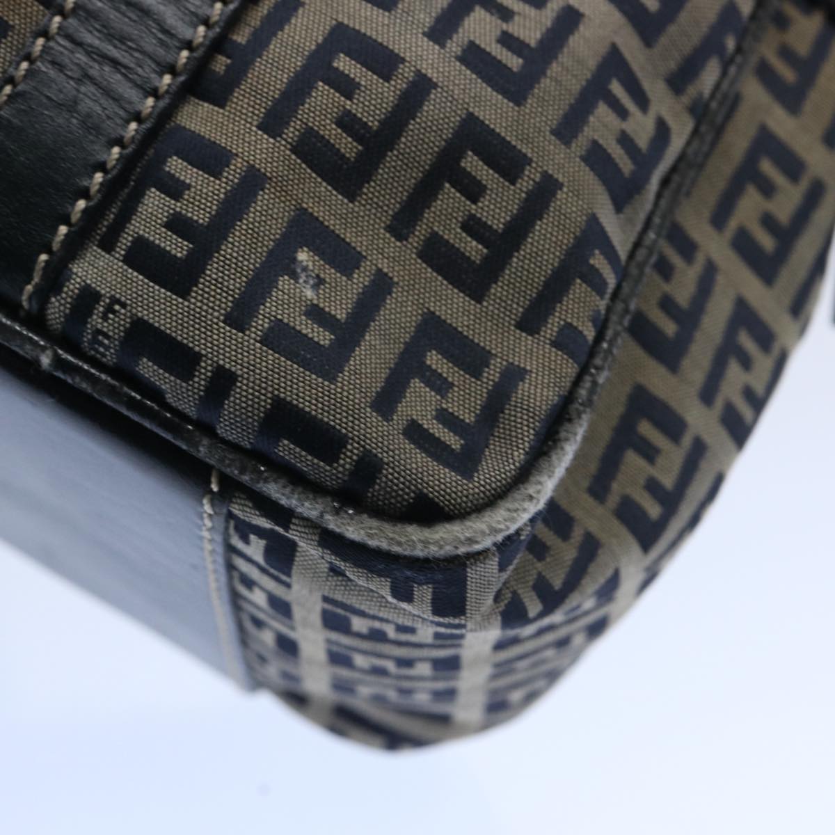 FENDI Zucchino Canvas Hand Bag Navy 62679