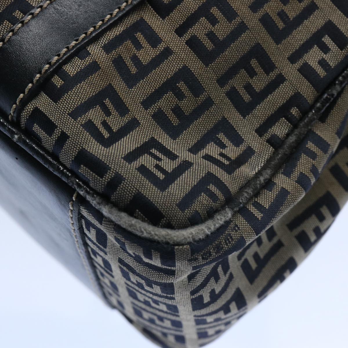 FENDI Zucchino Canvas Hand Bag Navy 62679