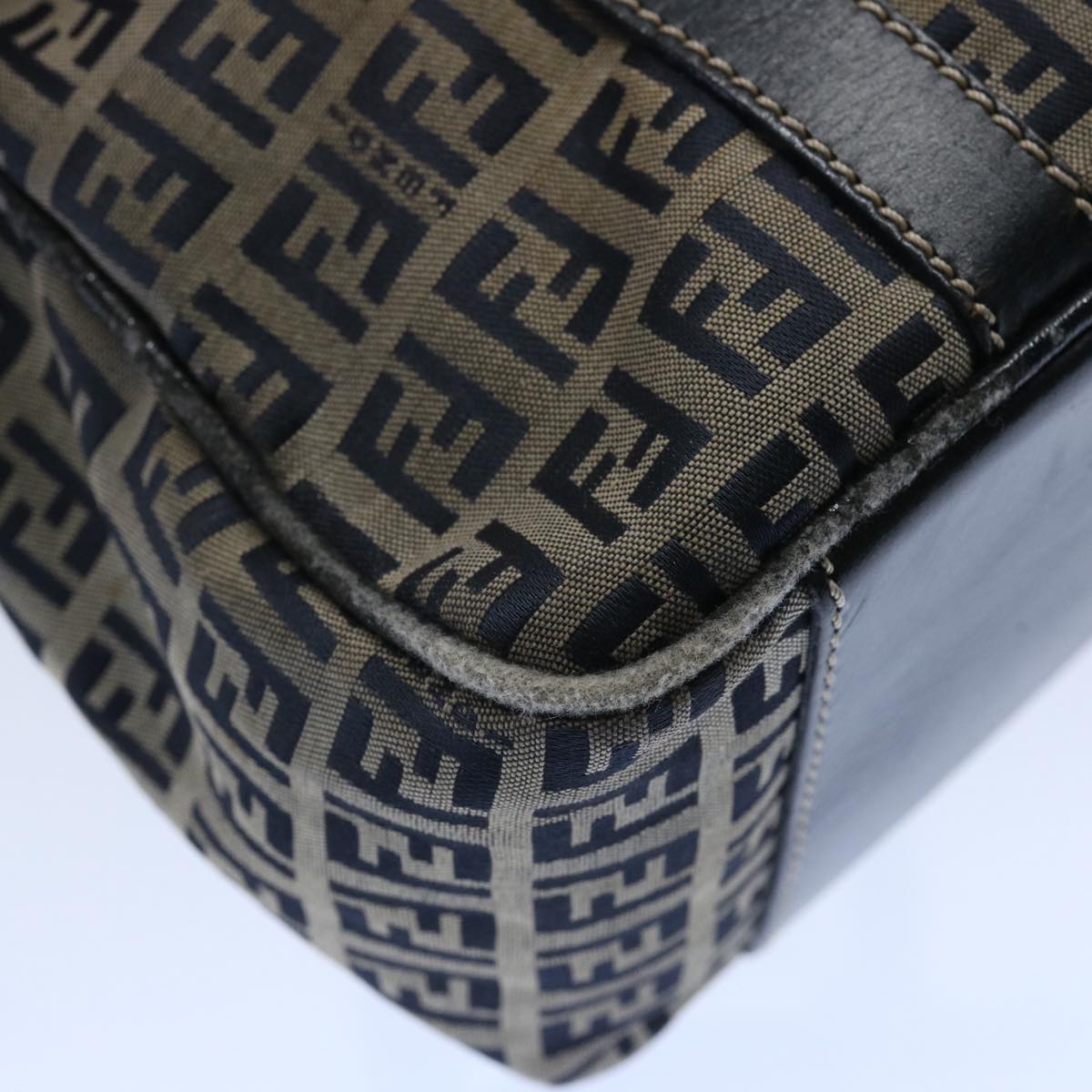FENDI Zucchino Canvas Hand Bag Navy 62679