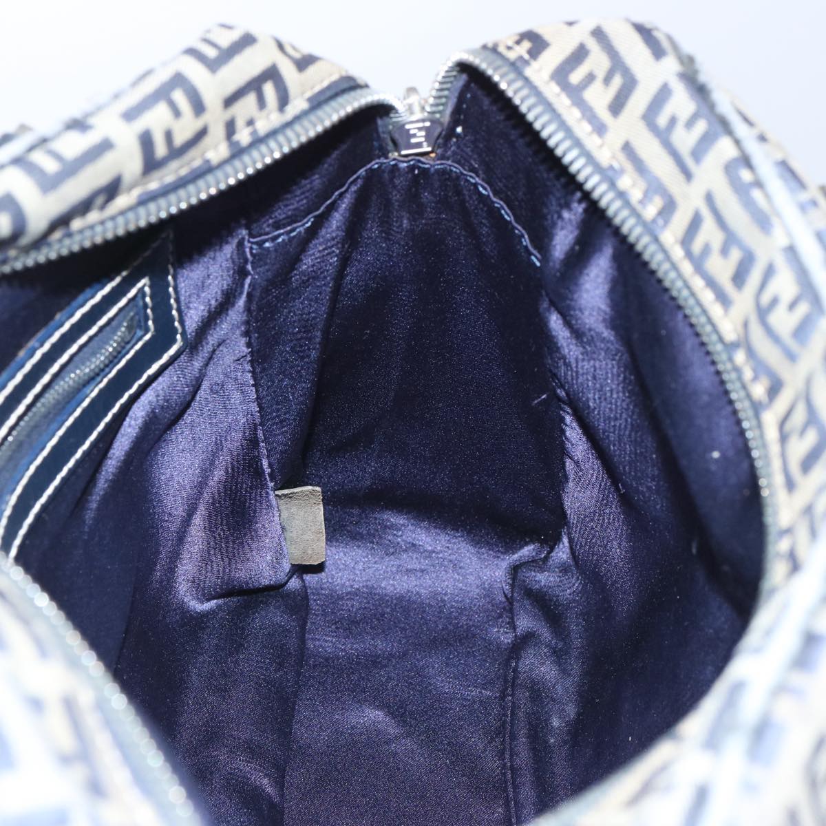 FENDI Zucchino Canvas Hand Bag Navy 62679
