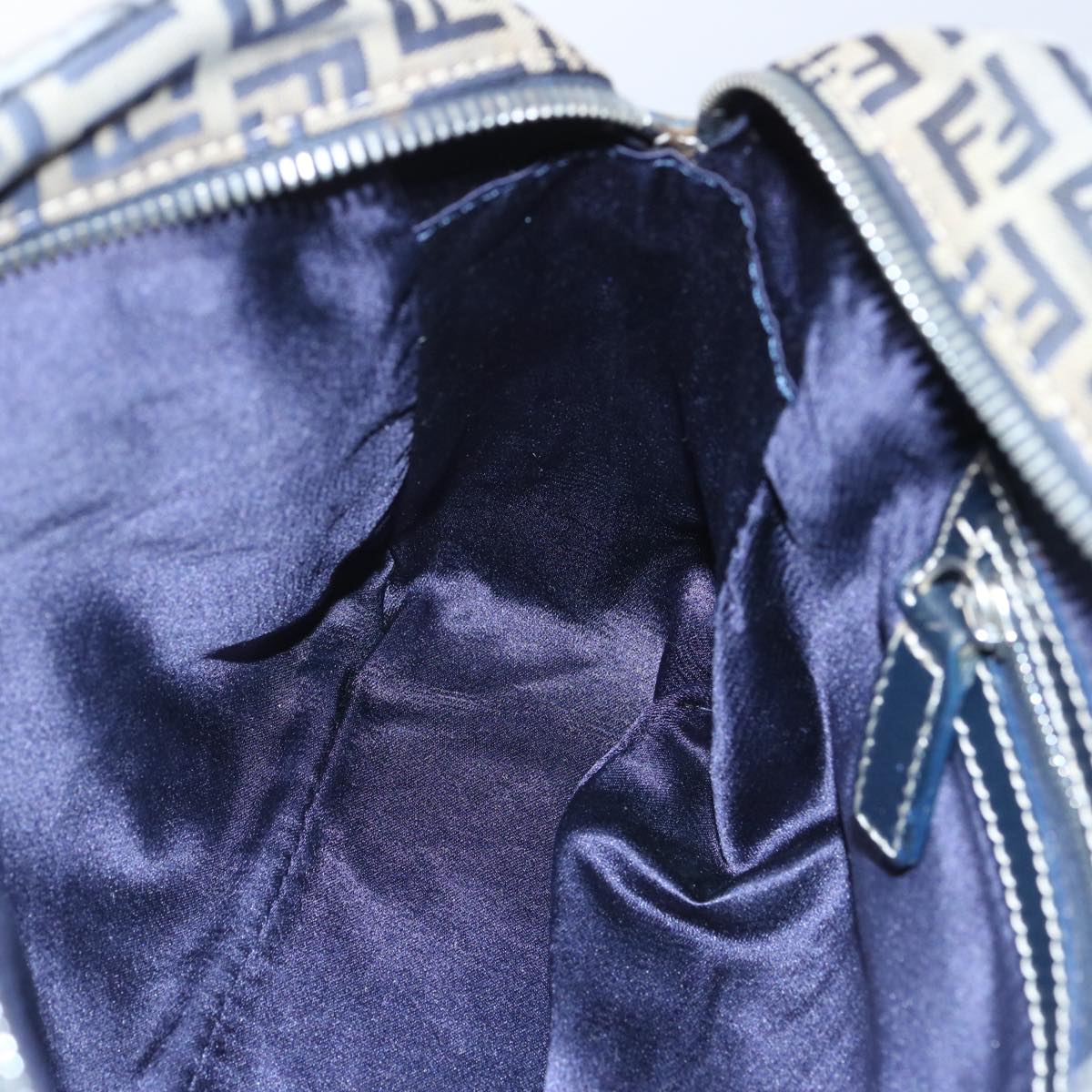 FENDI Zucchino Canvas Hand Bag Navy 62679