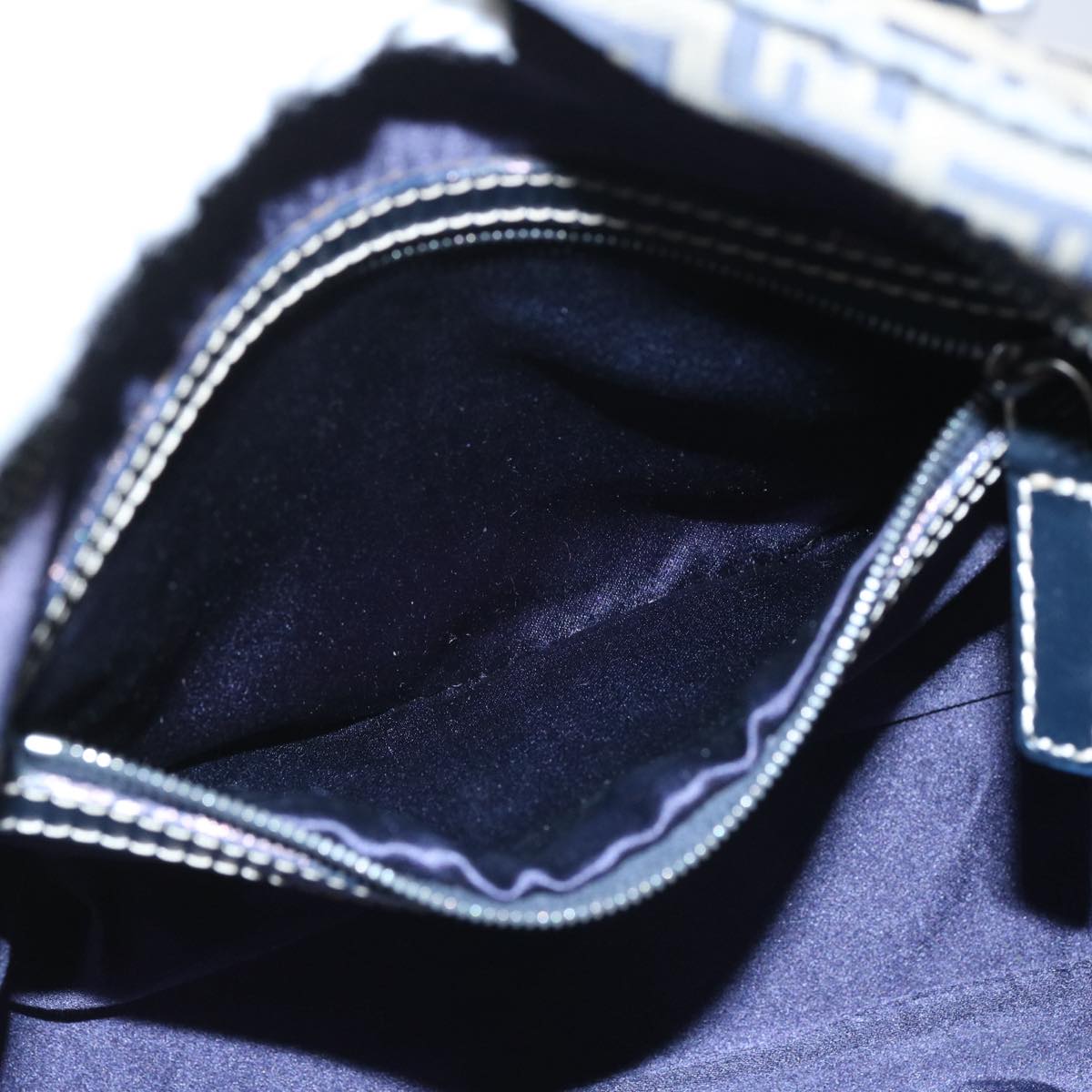 FENDI Zucchino Canvas Hand Bag Navy 62679
