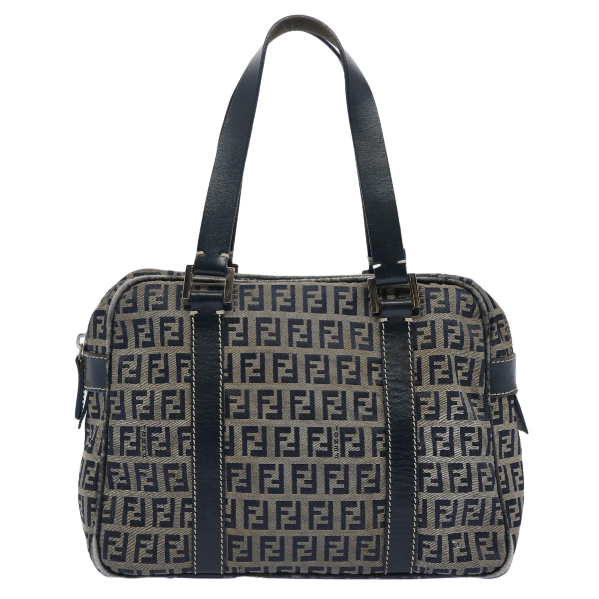 FENDI Zucchino Canvas Hand Bag Navy 62679