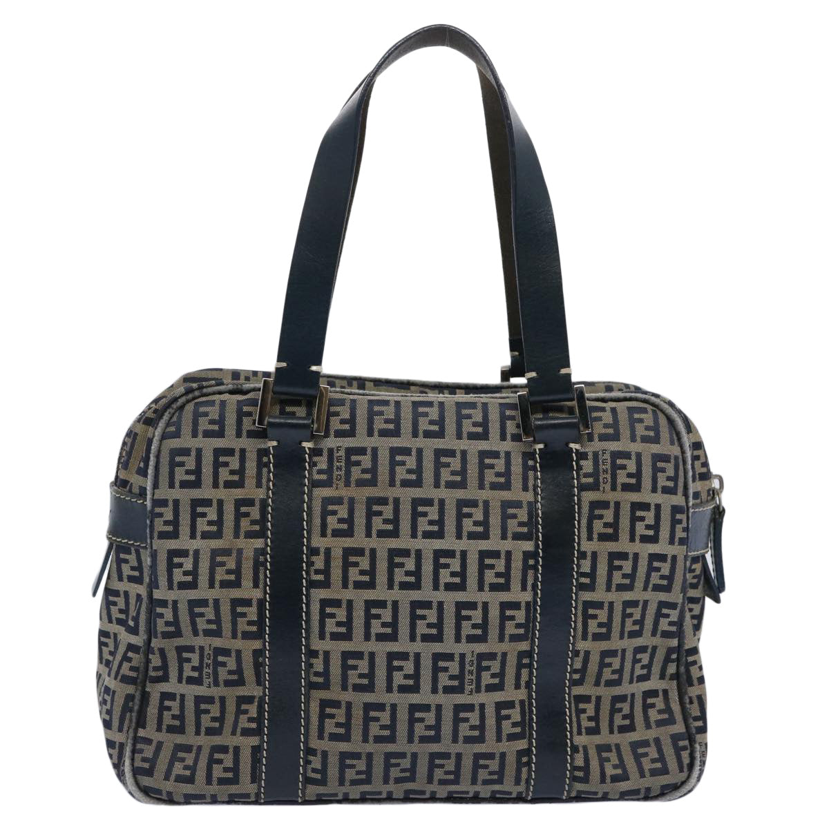 FENDI Zucchino Canvas Hand Bag Navy 62679
