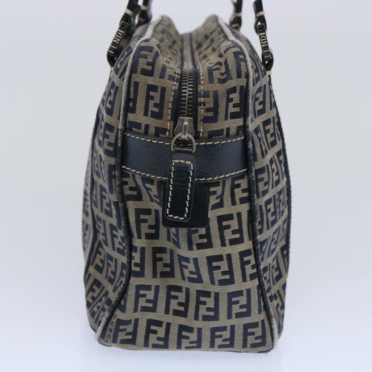 FENDI Zucchino Canvas Hand Bag Navy 62679