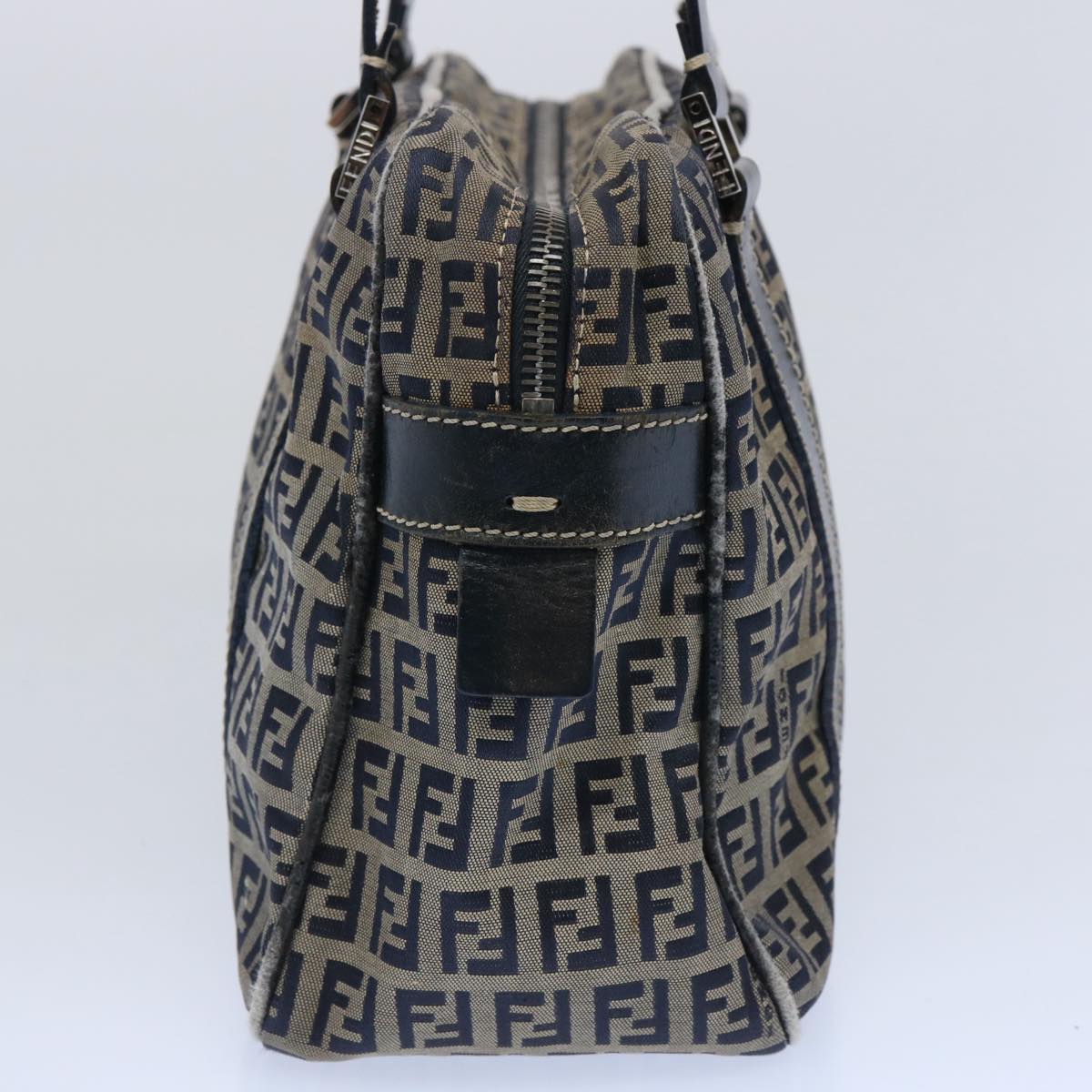 FENDI Zucchino Canvas Hand Bag Navy 62679