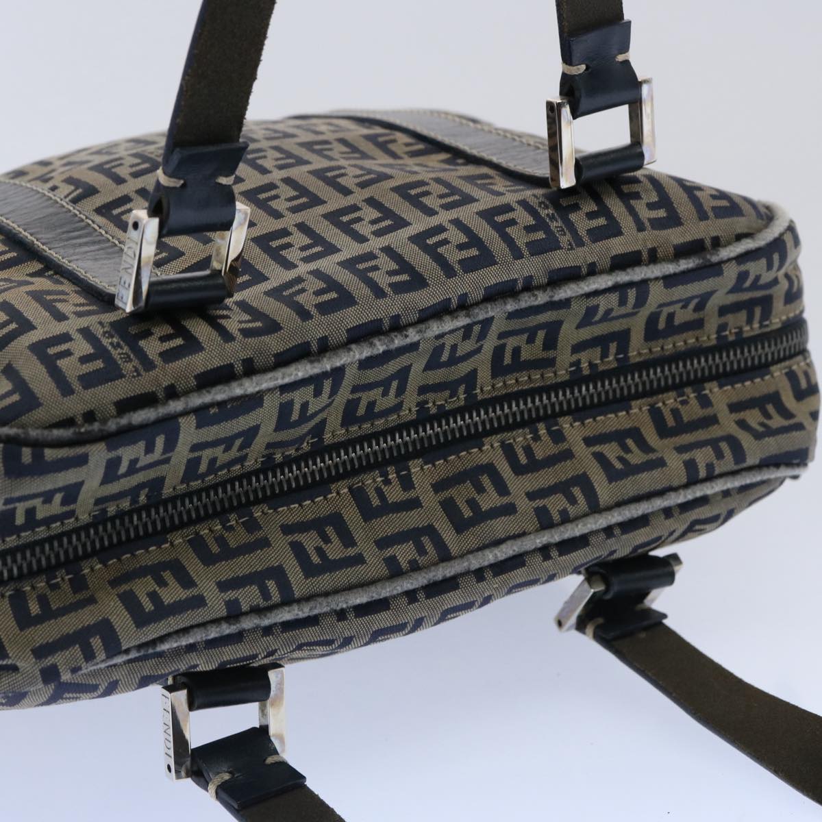 FENDI Zucchino Canvas Hand Bag Navy 62679