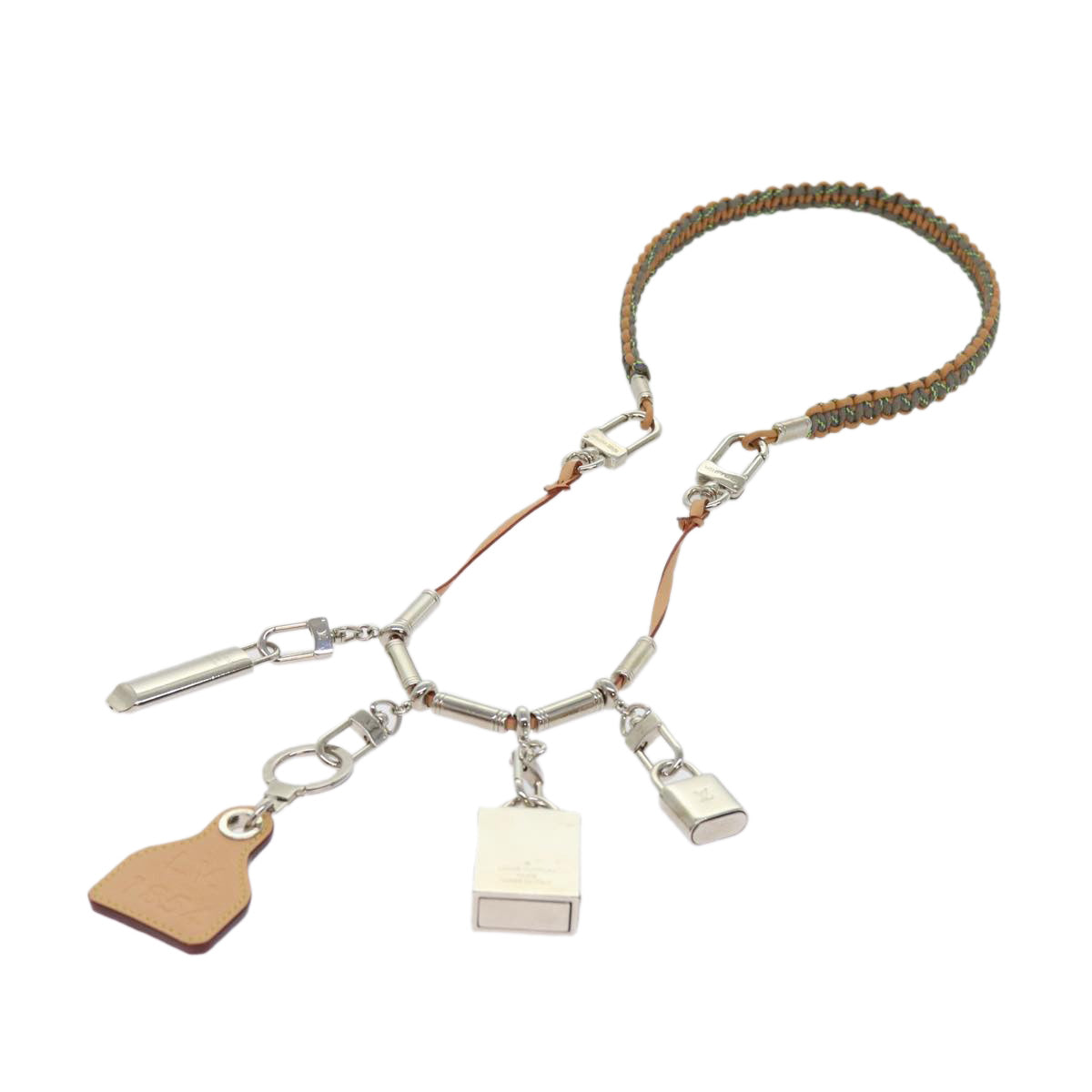 LOUIS VUITTON Collier Survival Necklace Silver LV 62798A