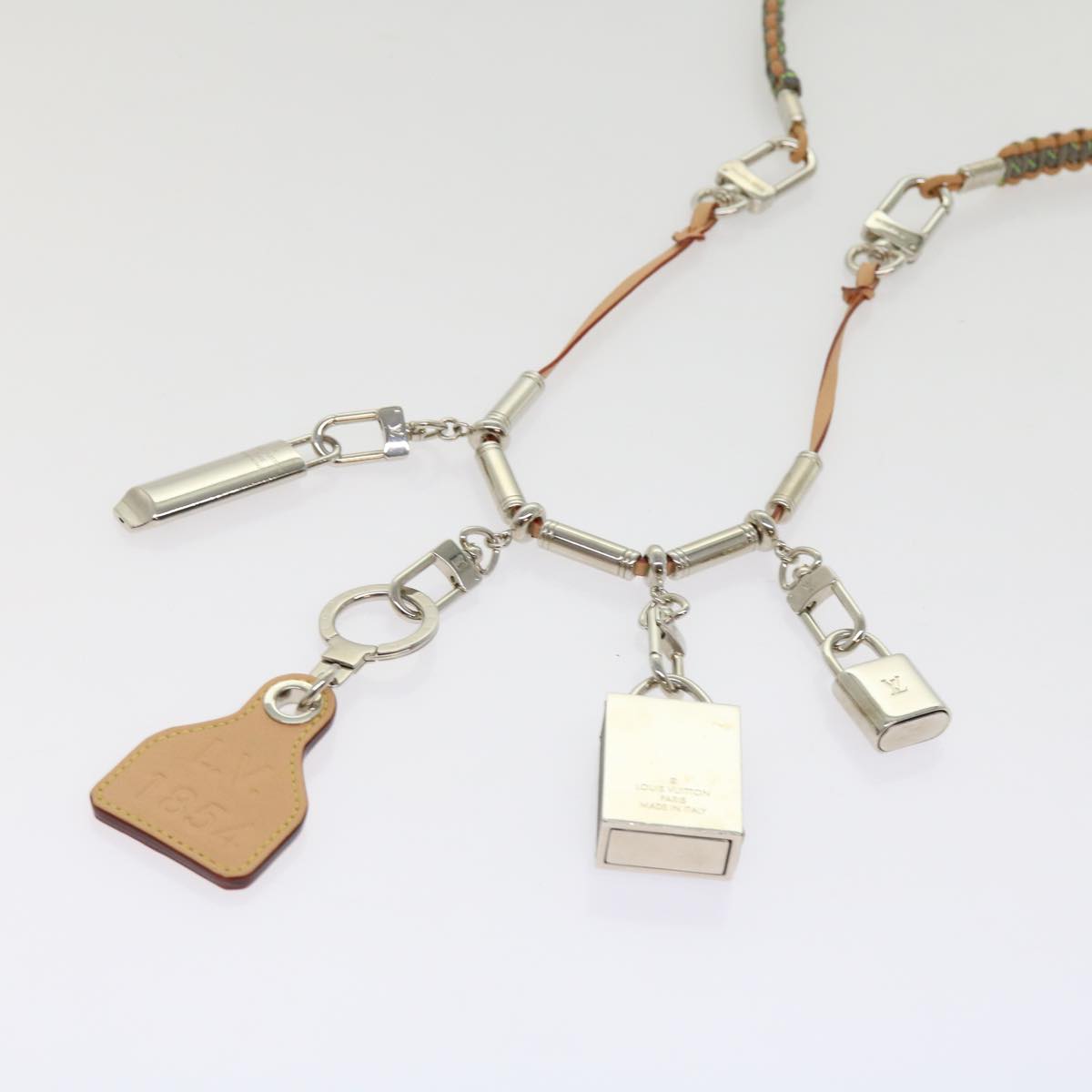 LOUIS VUITTON Collier Survival Necklace Silver LV 62798A