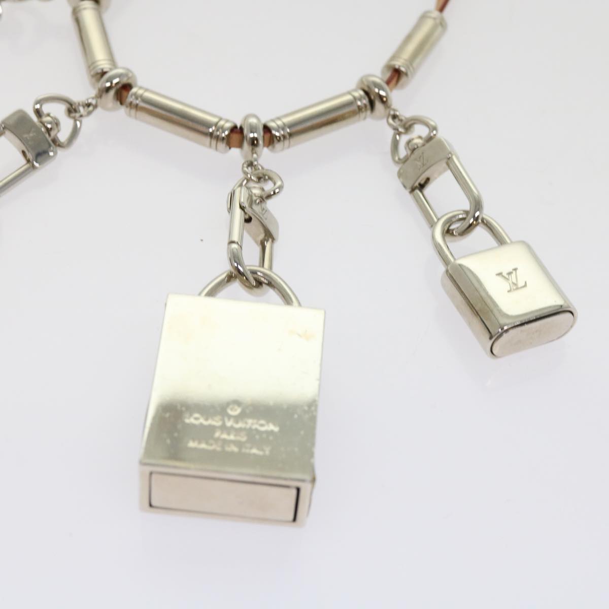 LOUIS VUITTON Collier Survival Necklace Silver LV 62798A