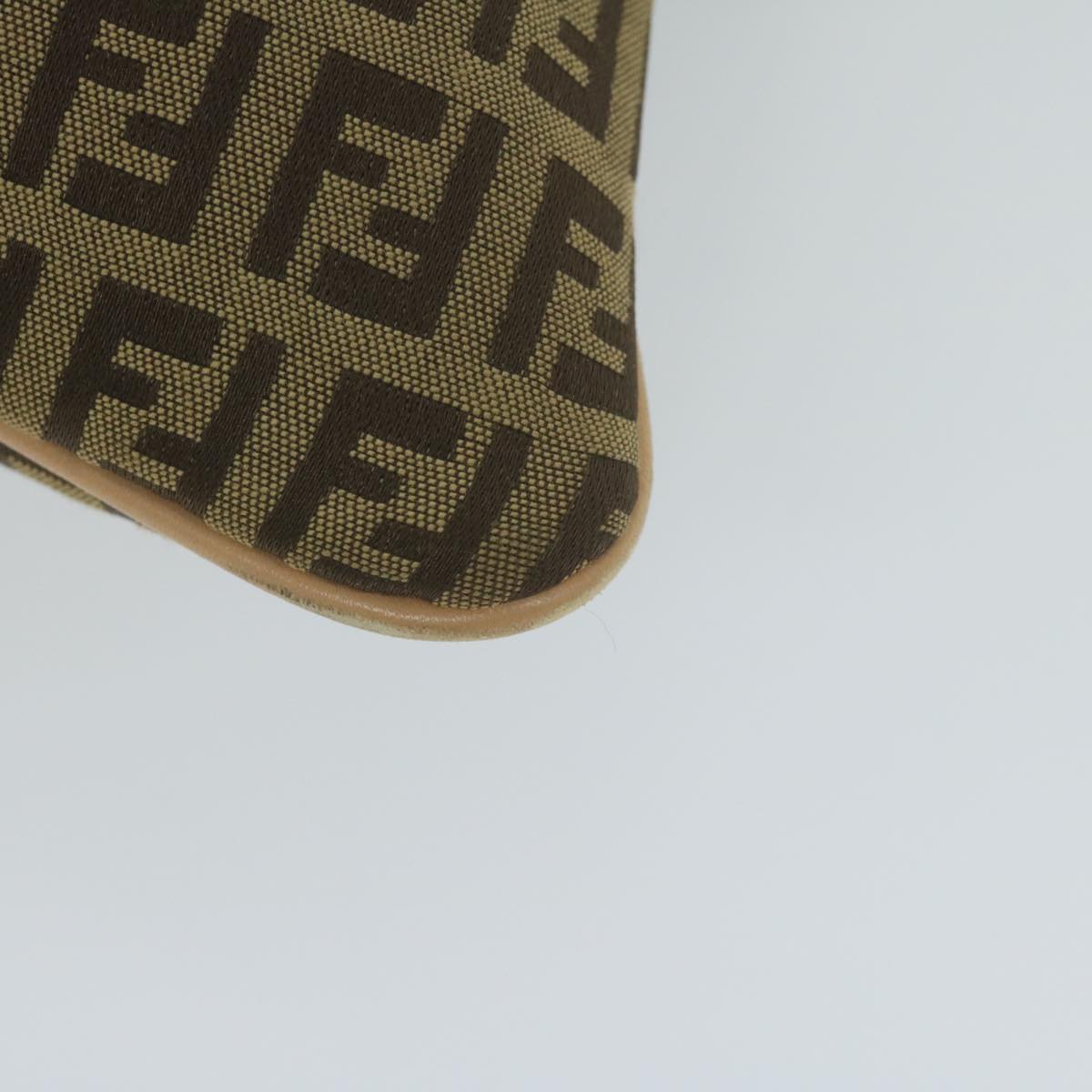 FENDI Zucchino Canvas Shoulder Bag Beige 62857
