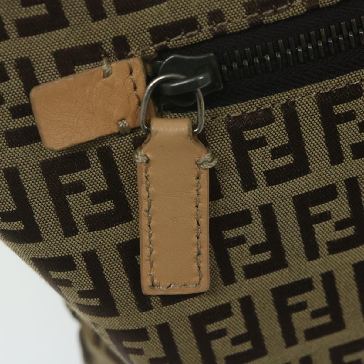 FENDI Zucchino Canvas Shoulder Bag Beige 62857