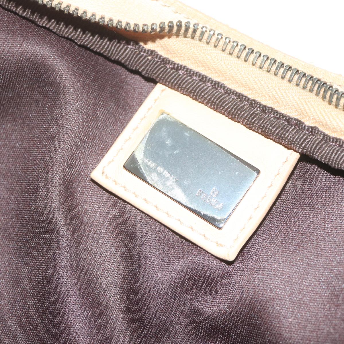 FENDI Zucchino Canvas Shoulder Bag Beige 62857