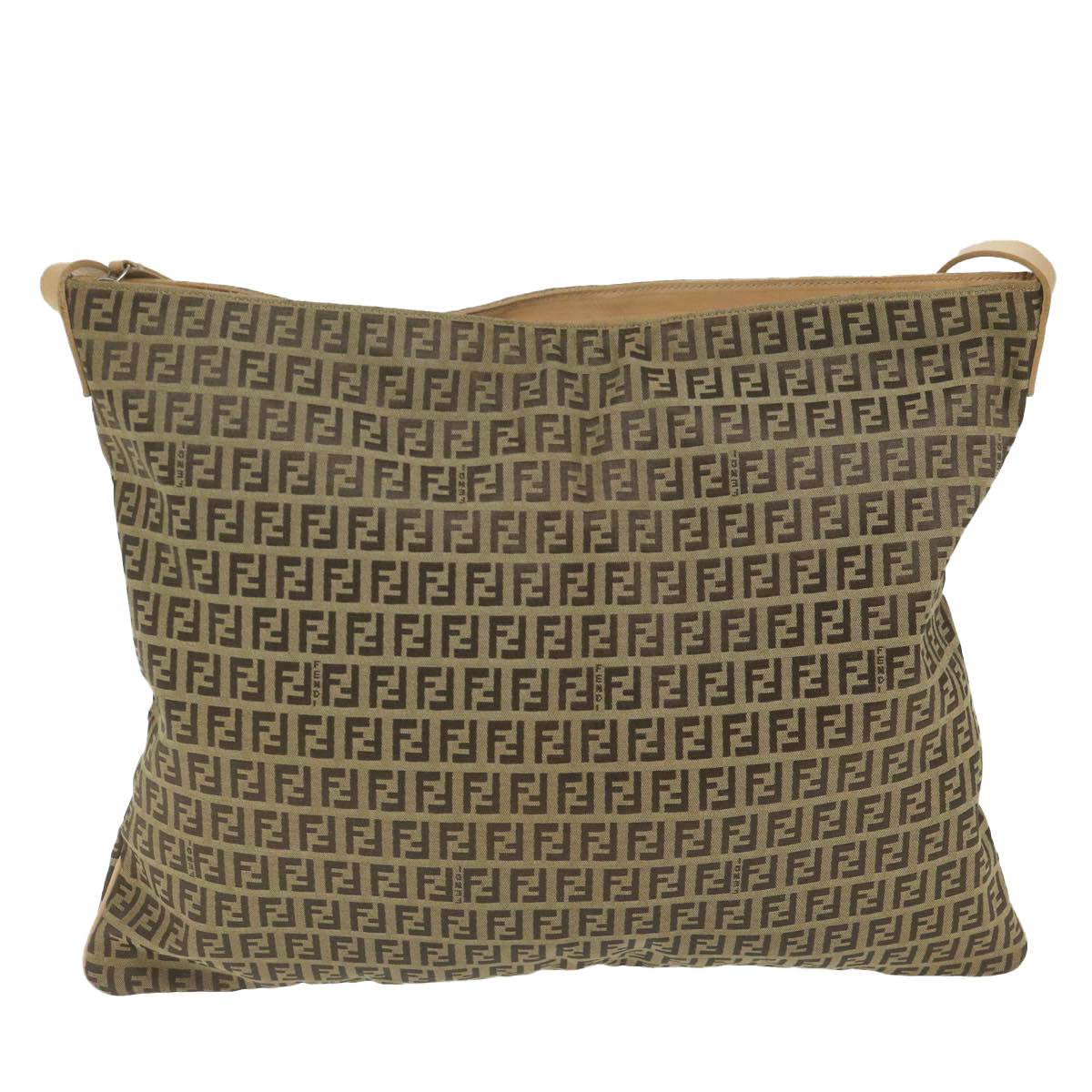 FENDI Zucchino Canvas Shoulder Bag Beige 62857