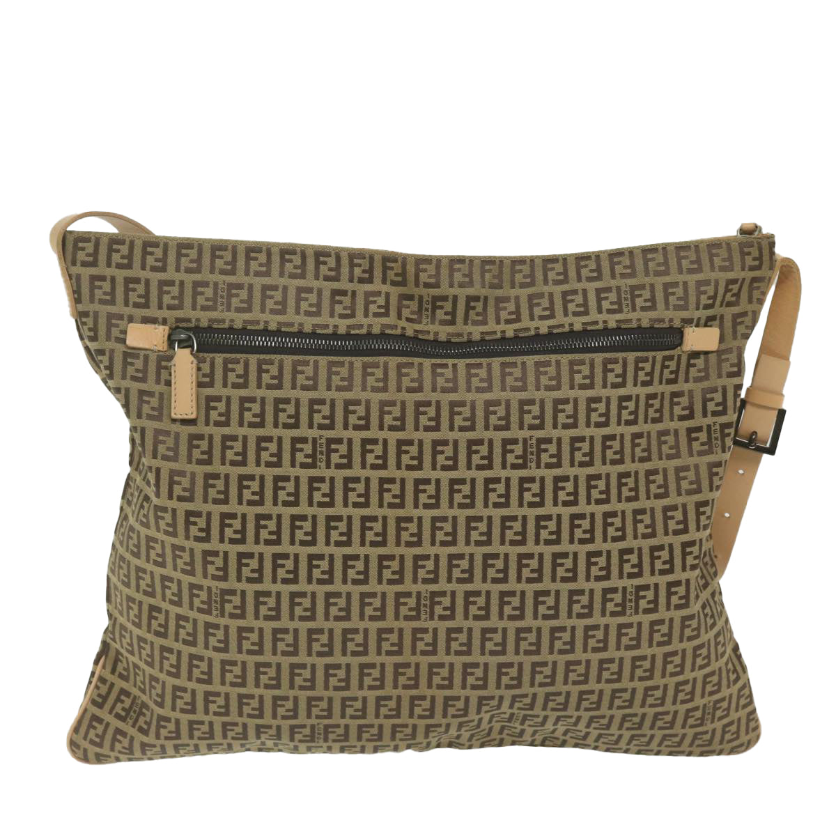 FENDI Zucchino Canvas Shoulder Bag Beige 62857