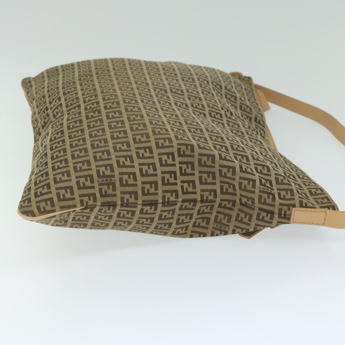 FENDI Zucchino Canvas Shoulder Bag Beige 62857
