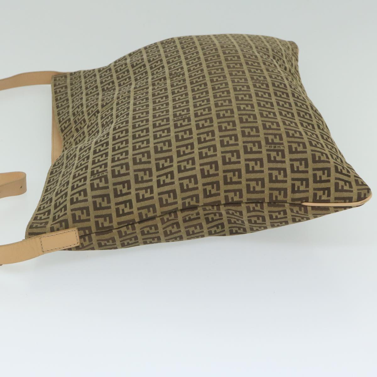 FENDI Zucchino Canvas Shoulder Bag Beige 62857