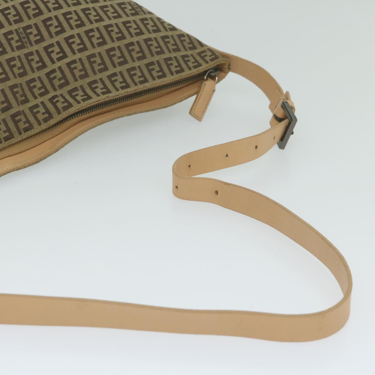 FENDI Zucchino Canvas Shoulder Bag Beige 62857
