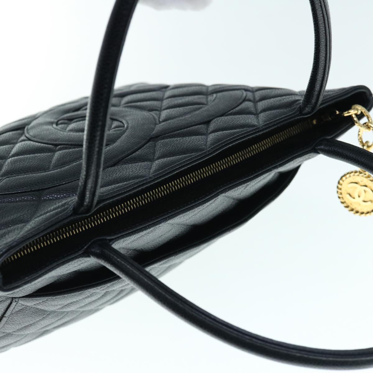 CHANEL Tote Bag Caviar Skin Standard Black CC 62895S