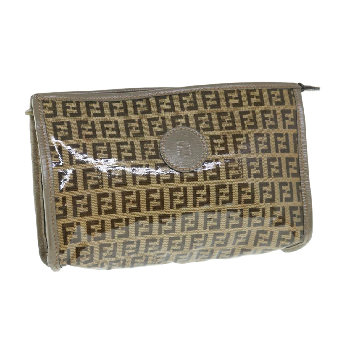 FENDI Zucchino Canvas Clutch Bag Beige 62934