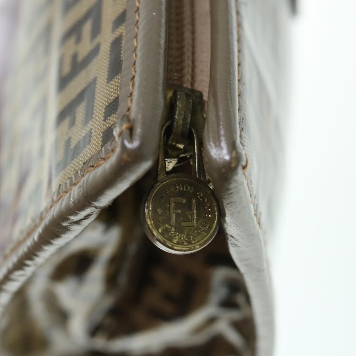 FENDI Zucchino Canvas Clutch Bag Beige 62934