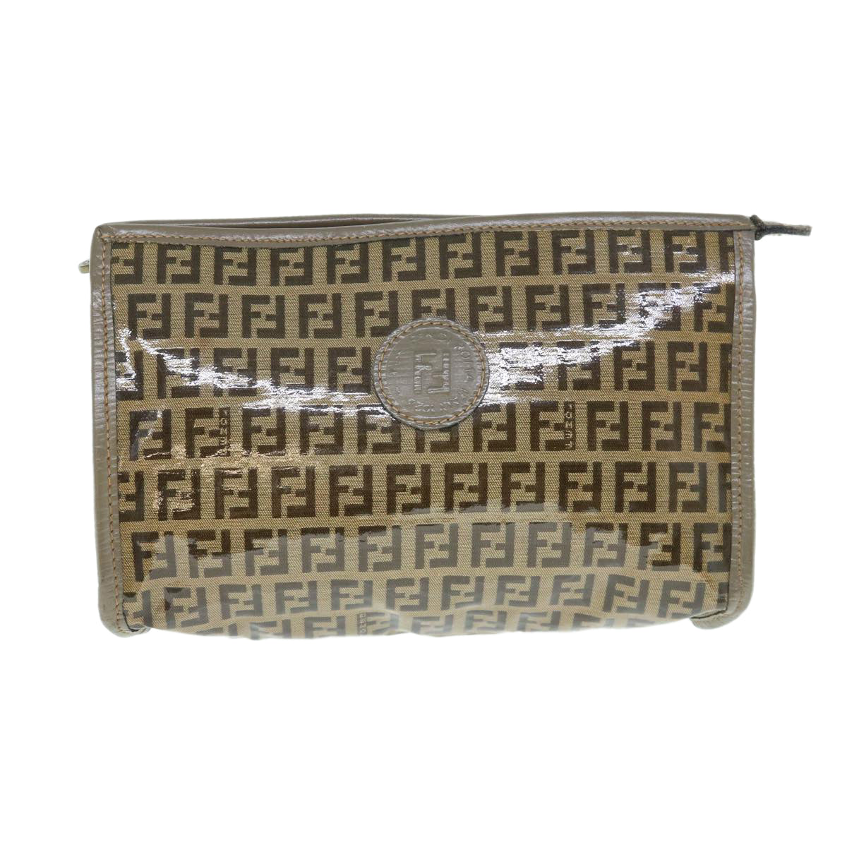 FENDI Zucchino Canvas Clutch Bag Beige 62934