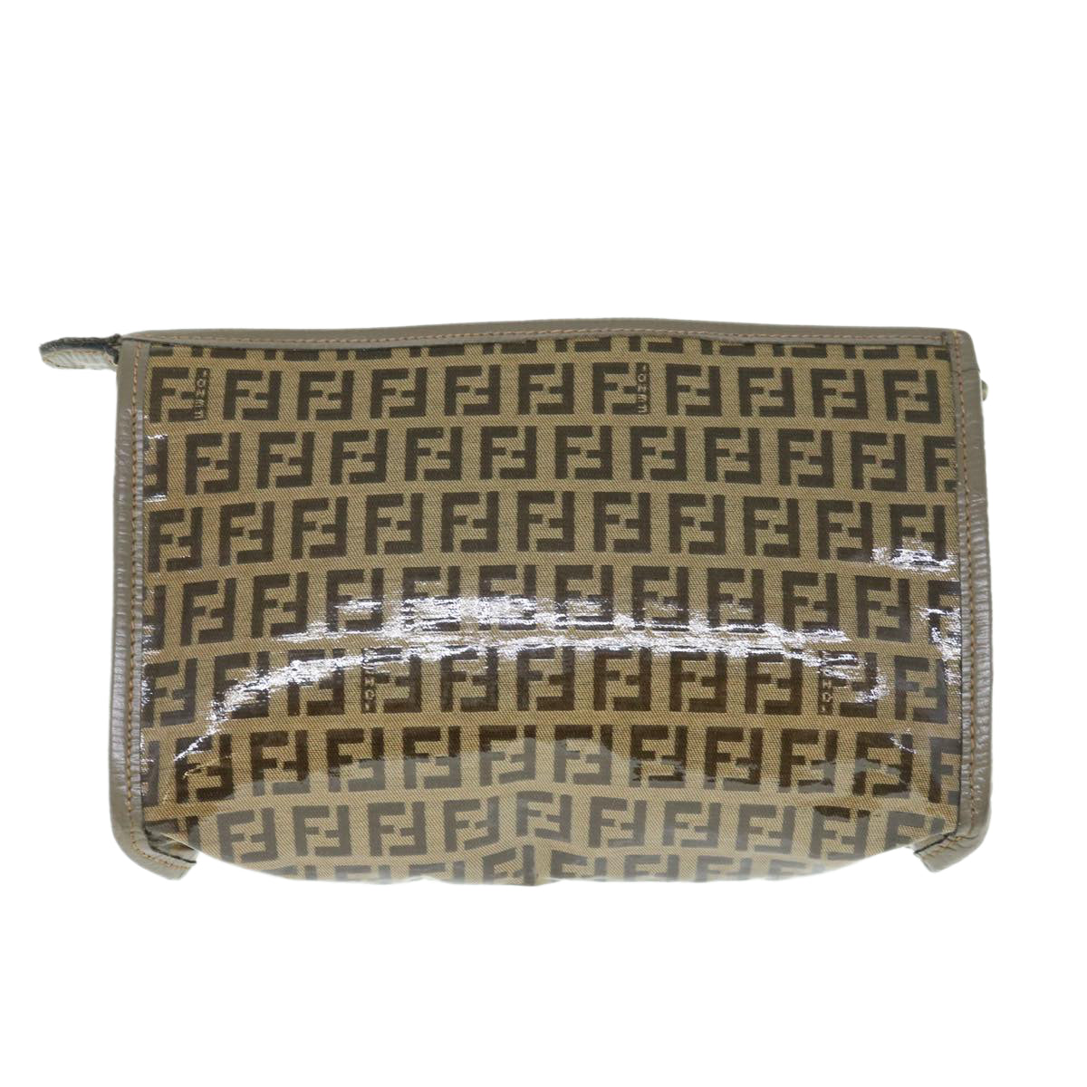 FENDI Zucchino Canvas Clutch Bag Beige 62934