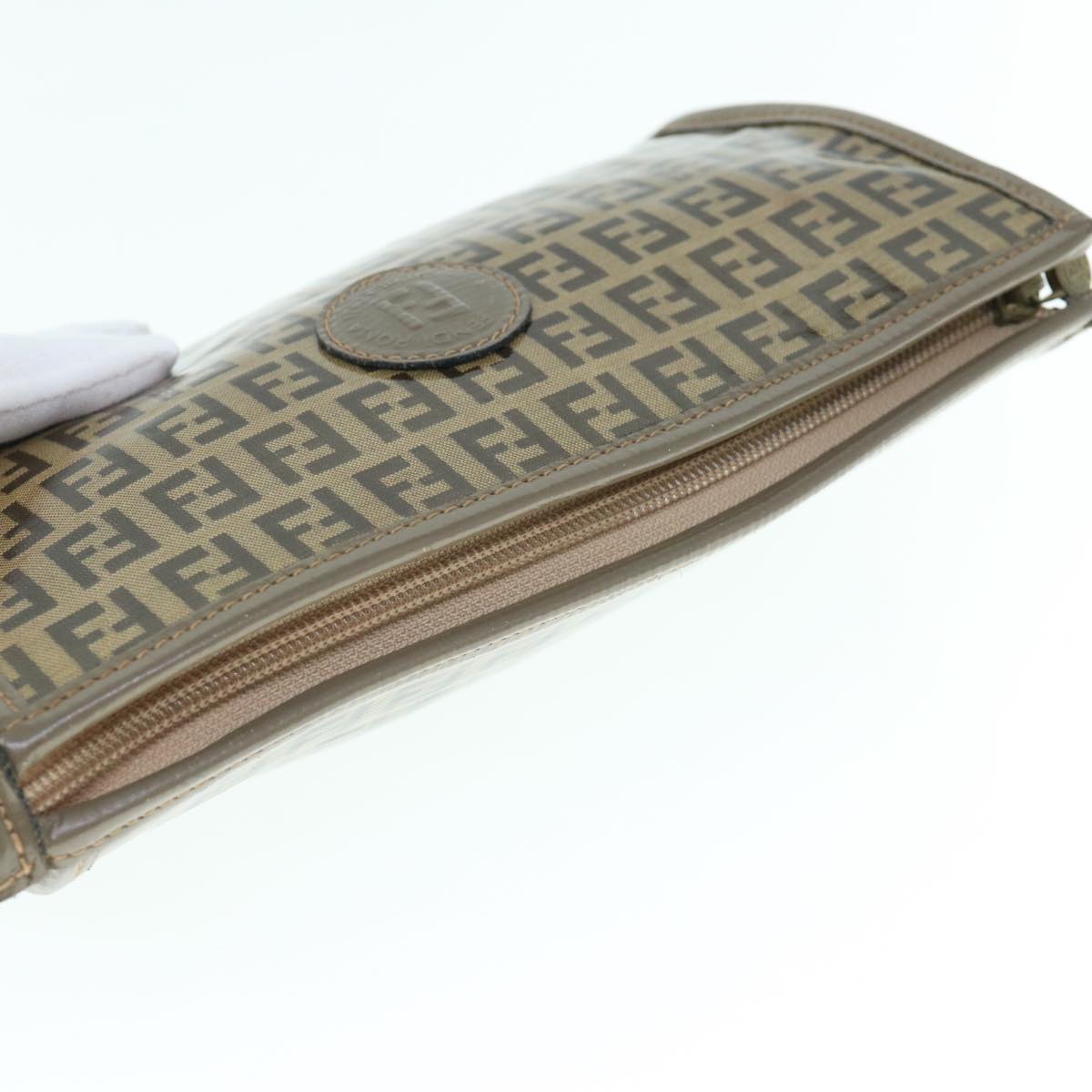 FENDI Zucchino Canvas Clutch Bag Beige 62934