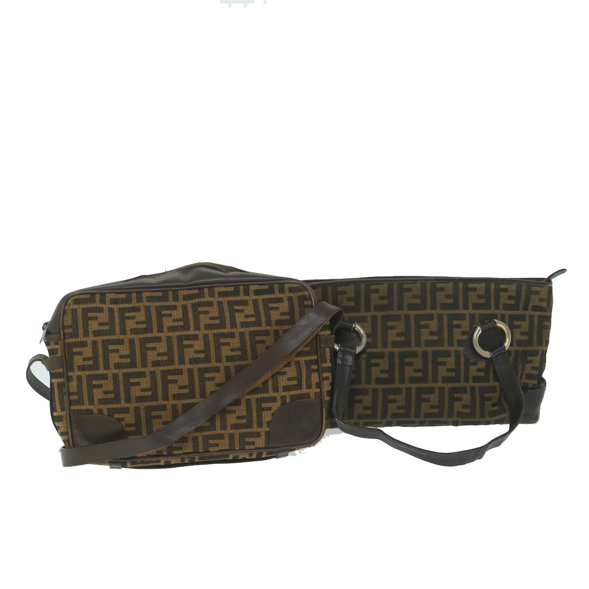 FENDI Zucca Canvas Shoulder Bag 2Set Brown 62974