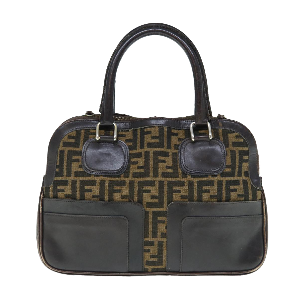 FENDI Zucca Canvas Hand Bag 2way Black Brown 62975