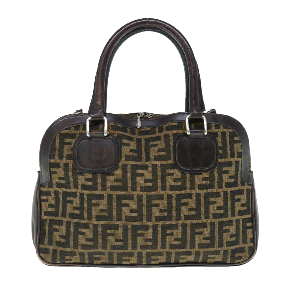 FENDI Zucca Canvas Hand Bag 2way Black Brown 62975