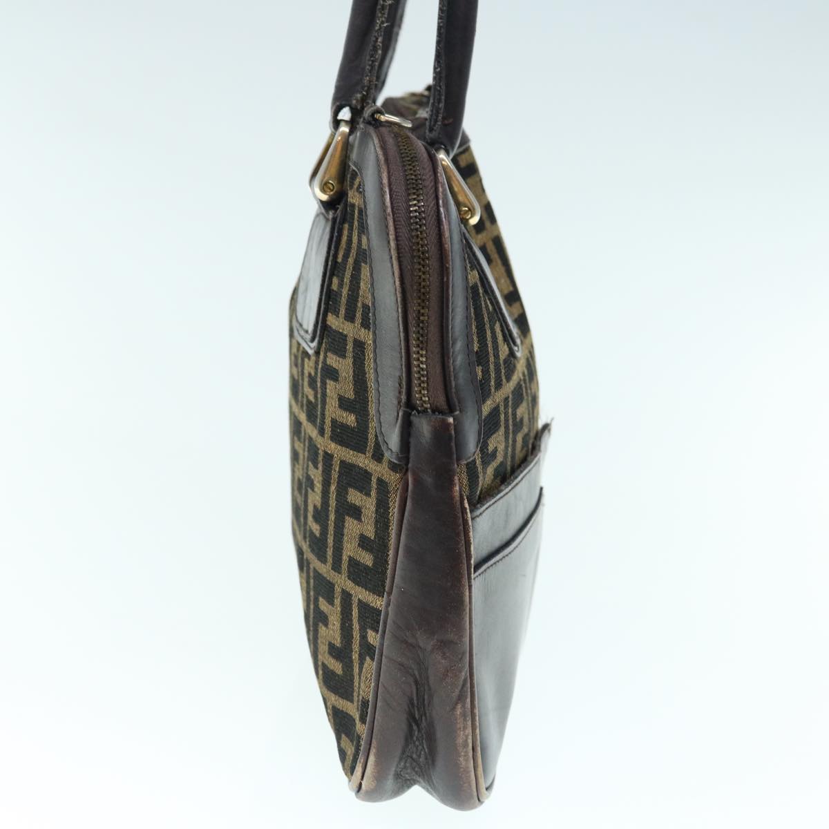FENDI Zucca Canvas Hand Bag 2way Black Brown 62975