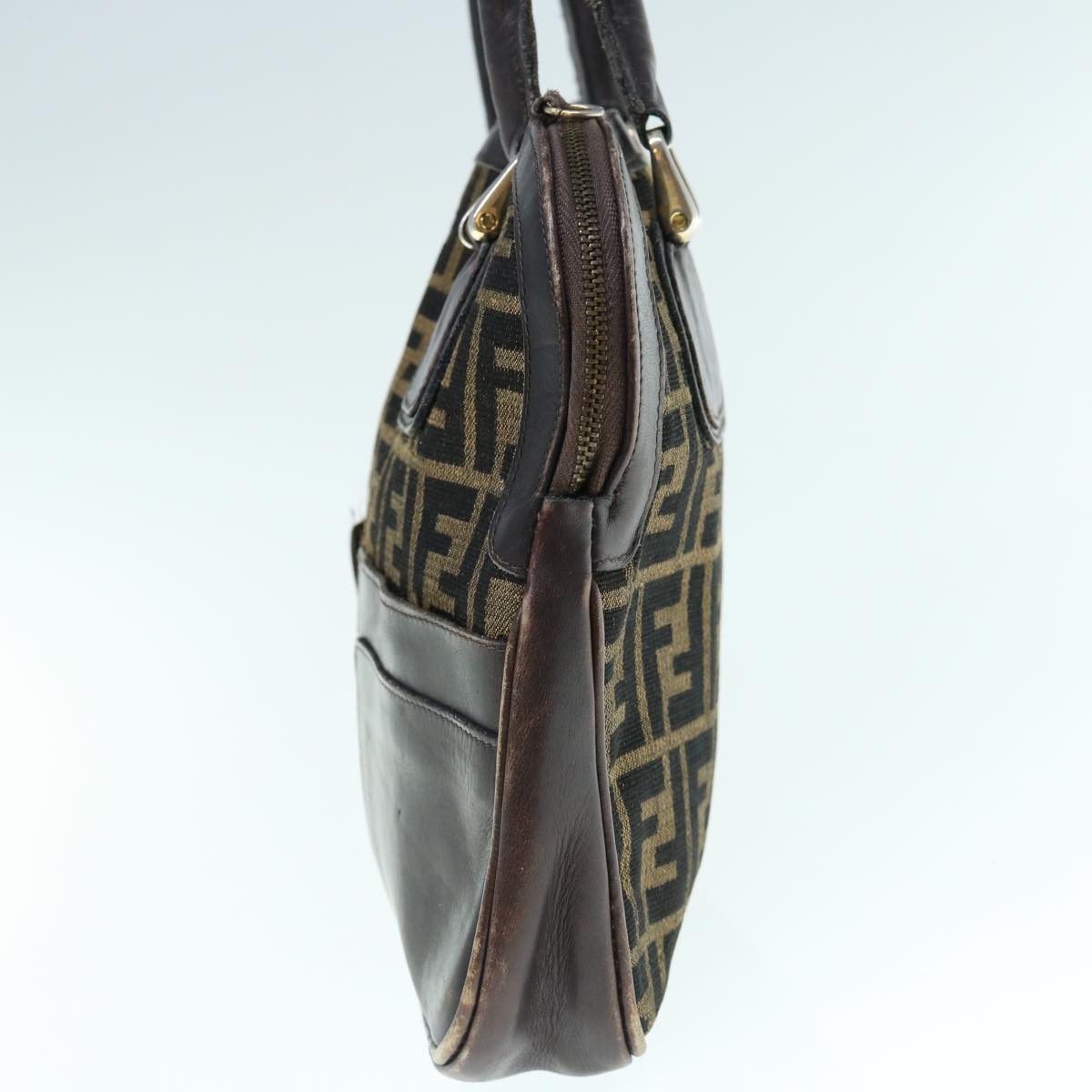 FENDI Zucca Canvas Hand Bag 2way Black Brown 62975