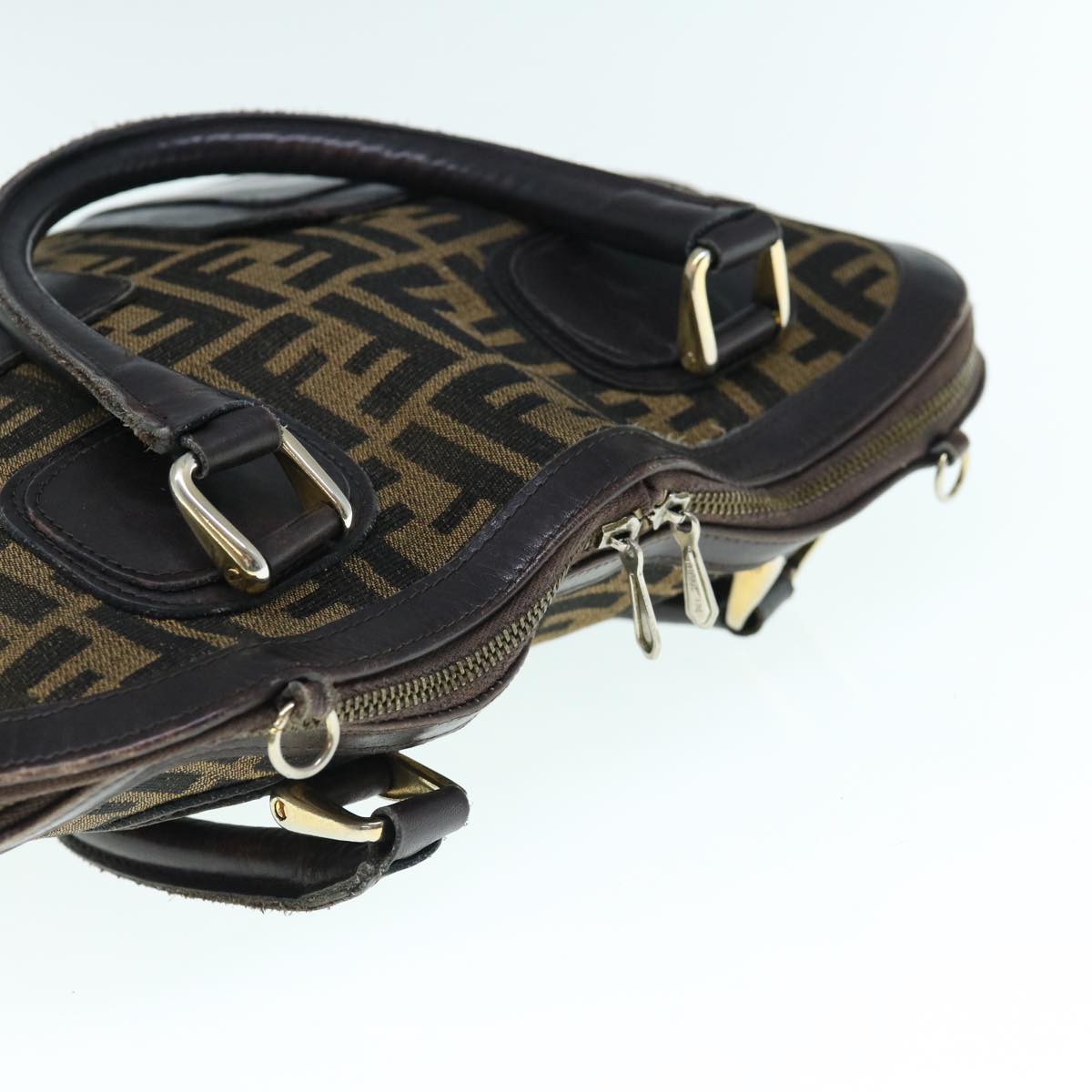 FENDI Zucca Canvas Hand Bag 2way Black Brown 62975