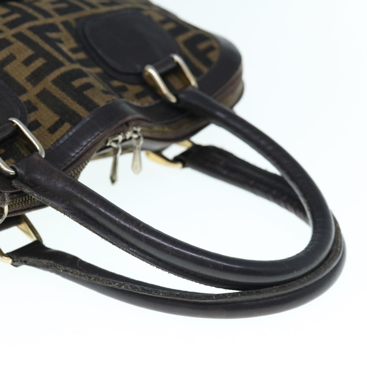 FENDI Zucca Canvas Hand Bag 2way Black Brown 62975