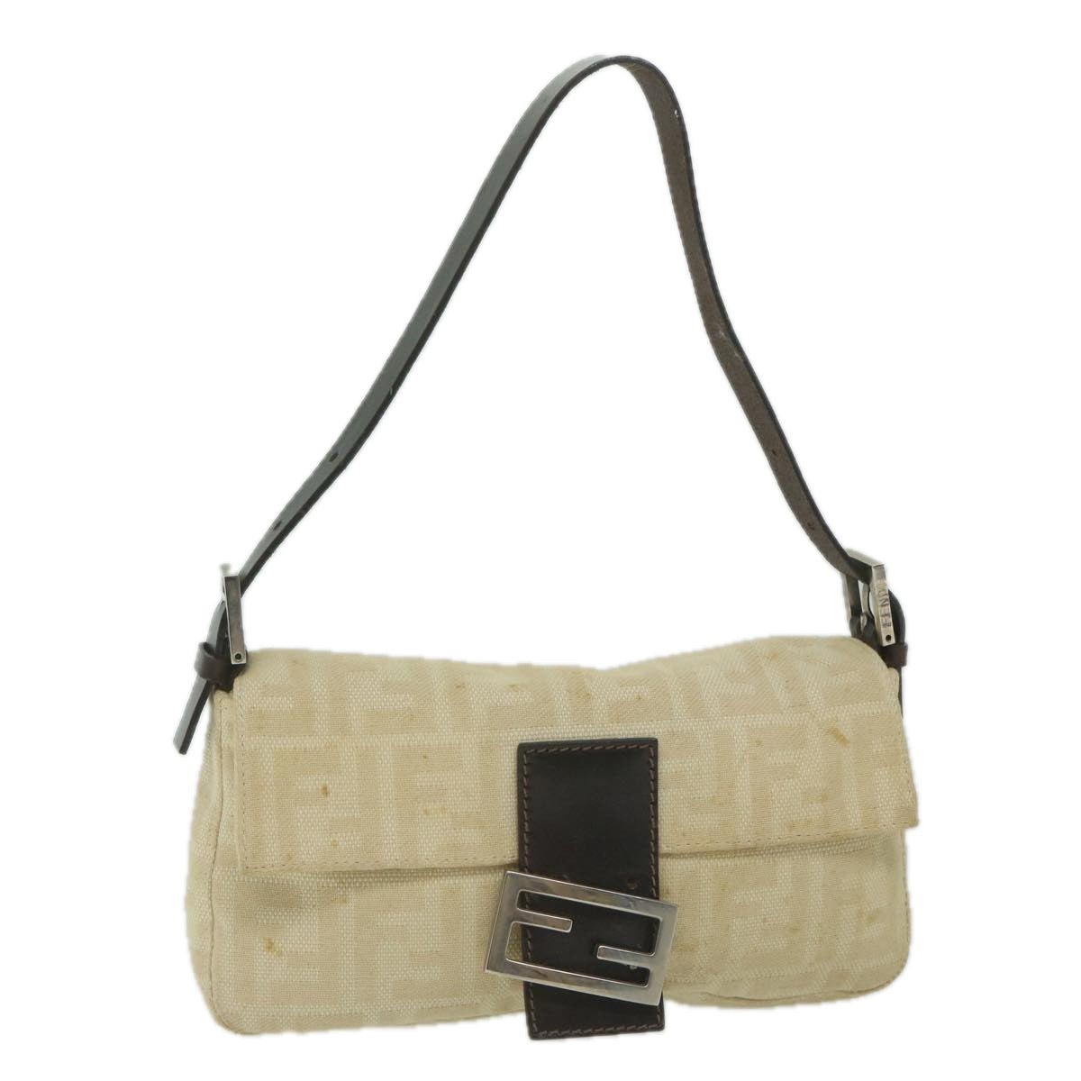 FENDI Zucca Canvas Mamma Baguette Shoulder Bag Beige 2321 26424 008 63159
