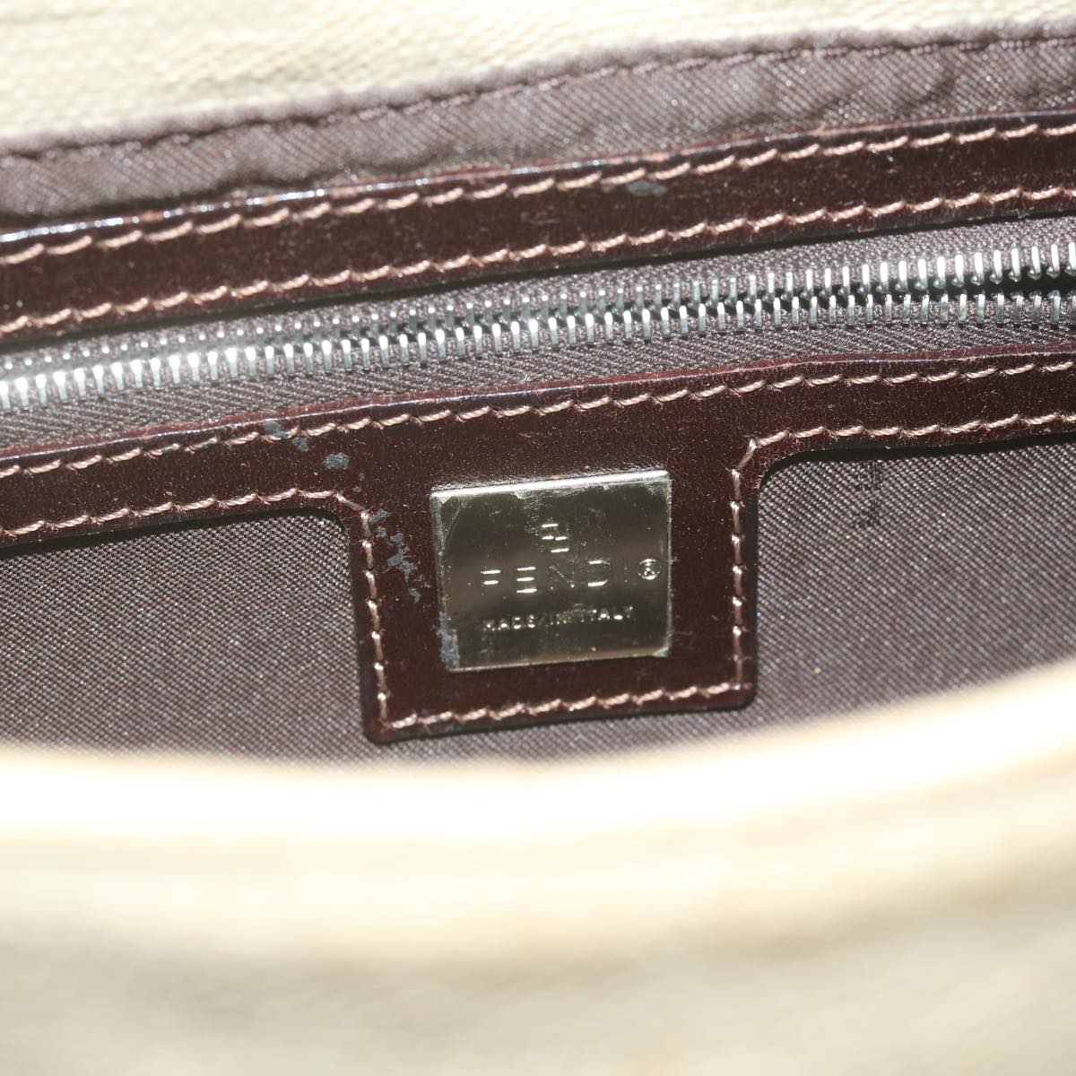 FENDI Zucca Canvas Mamma Baguette Shoulder Bag Beige 2321 26424 008 63159