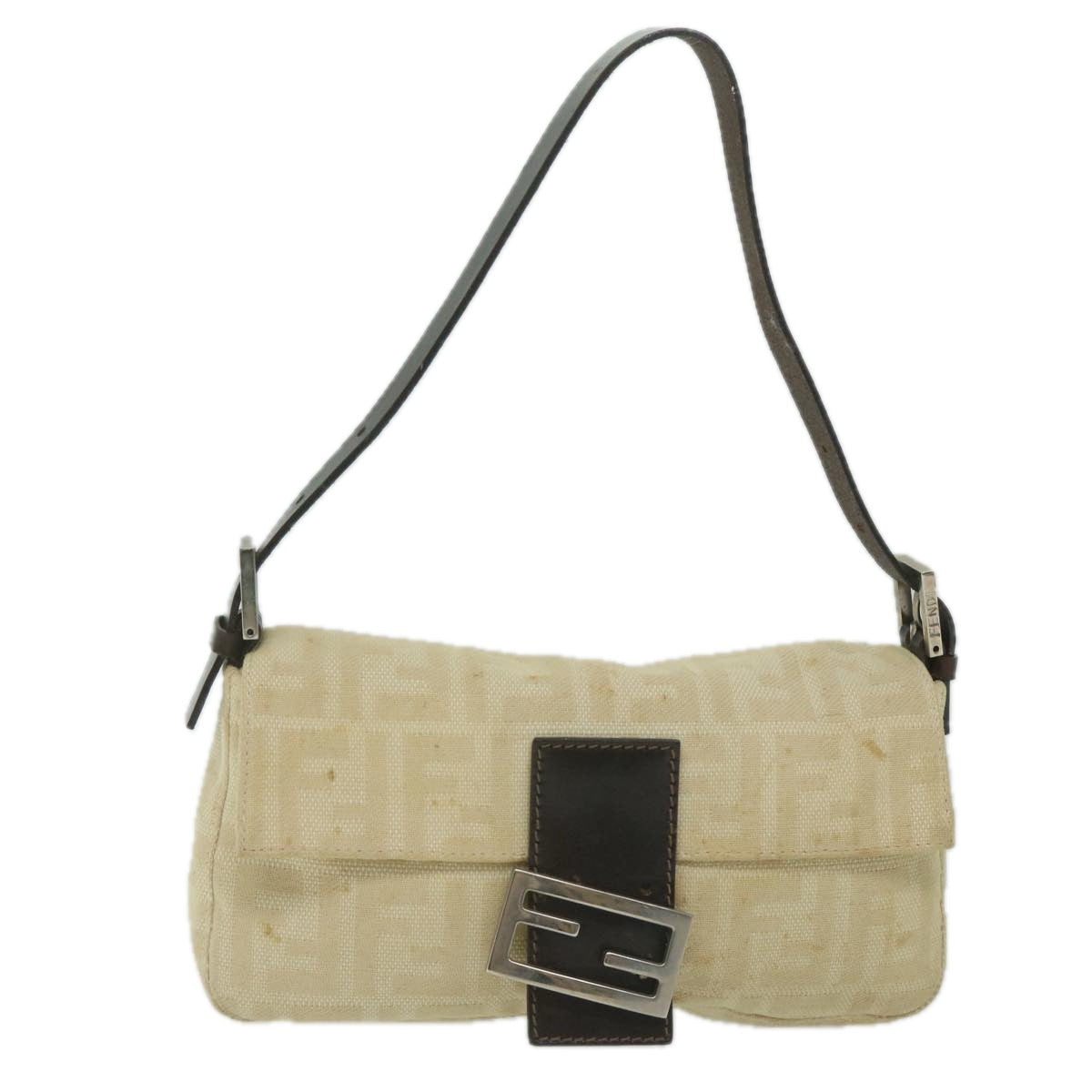 FENDI Zucca Canvas Mamma Baguette Shoulder Bag Beige 2321 26424 008 63159