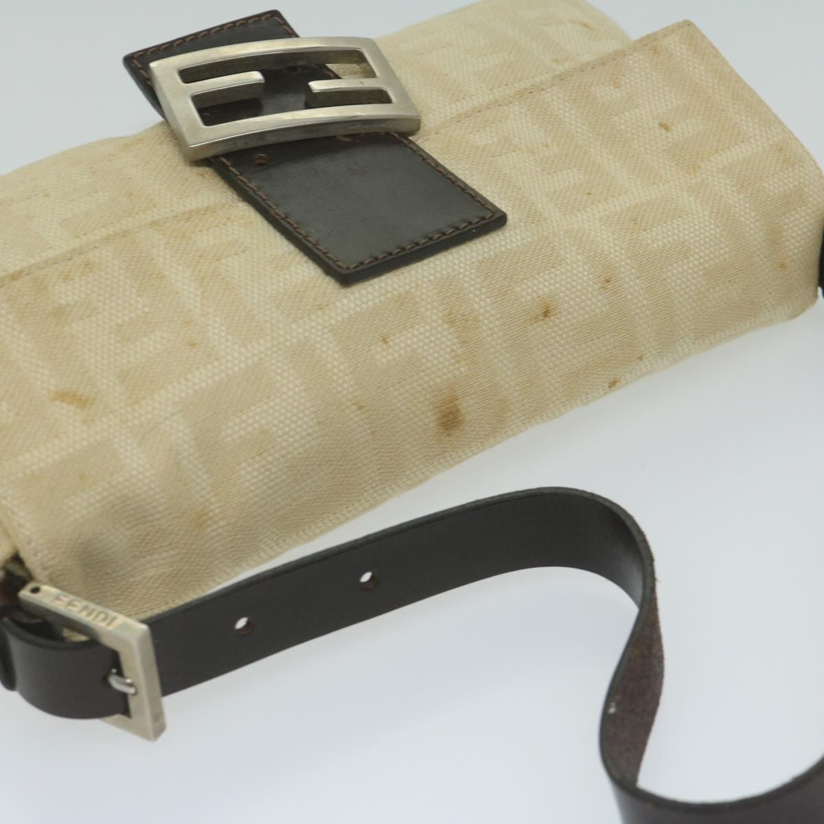 FENDI Zucca Canvas Mamma Baguette Shoulder Bag Beige 2321 26424 008 63159