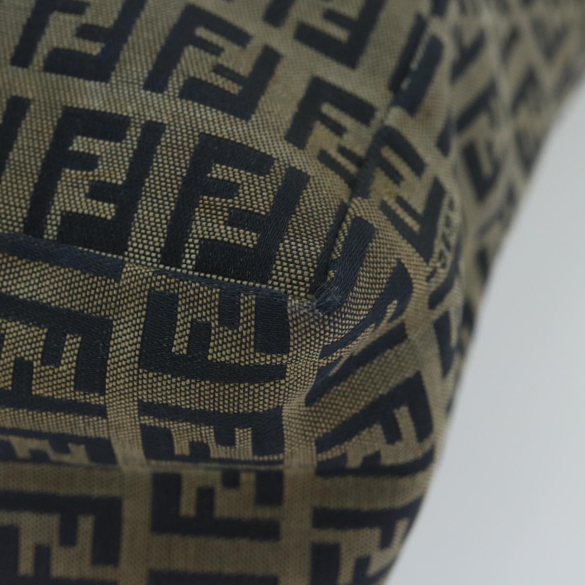 FENDI Zucchino Canvas Hand Bag Navy 63193